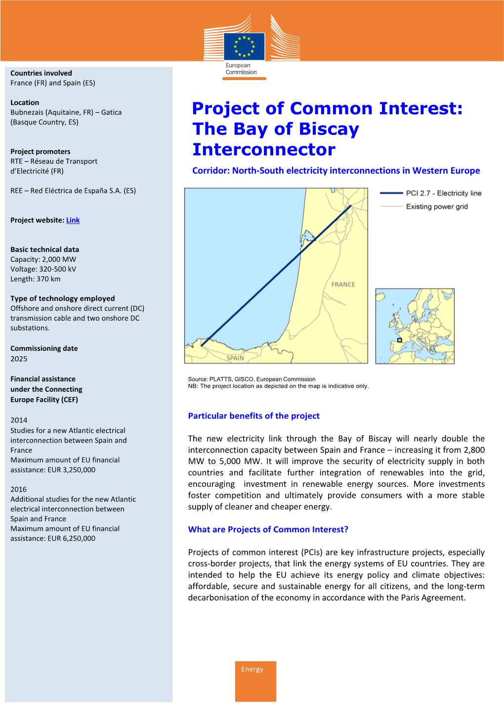 Project of Common Interest: the Bay of Biscay Interconnector