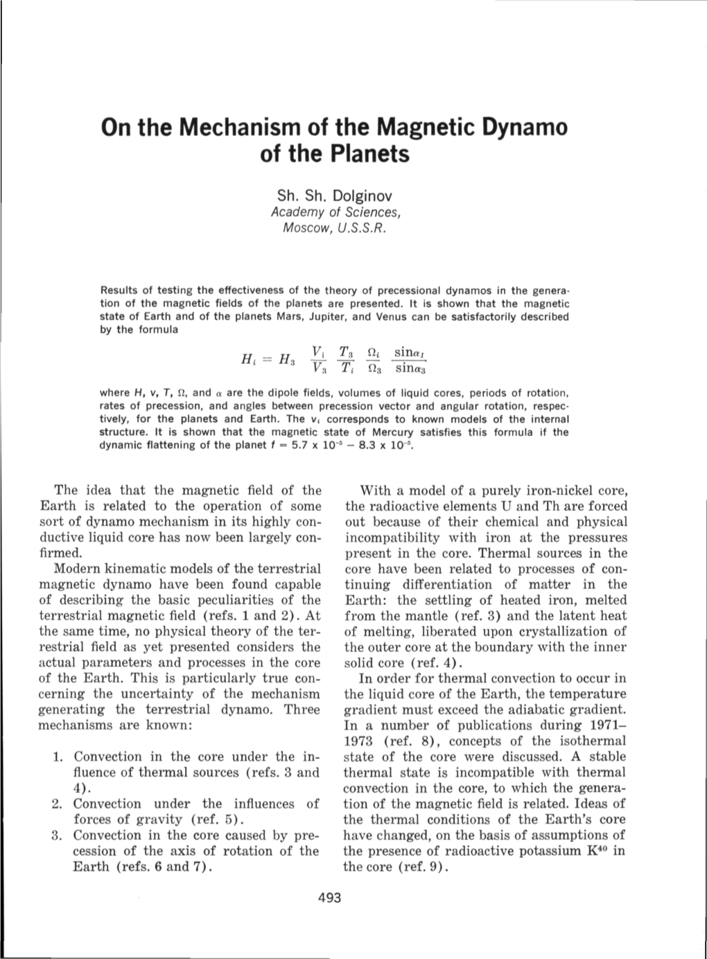 On the Mechanism of the Magnetic Dynamo of the Planets