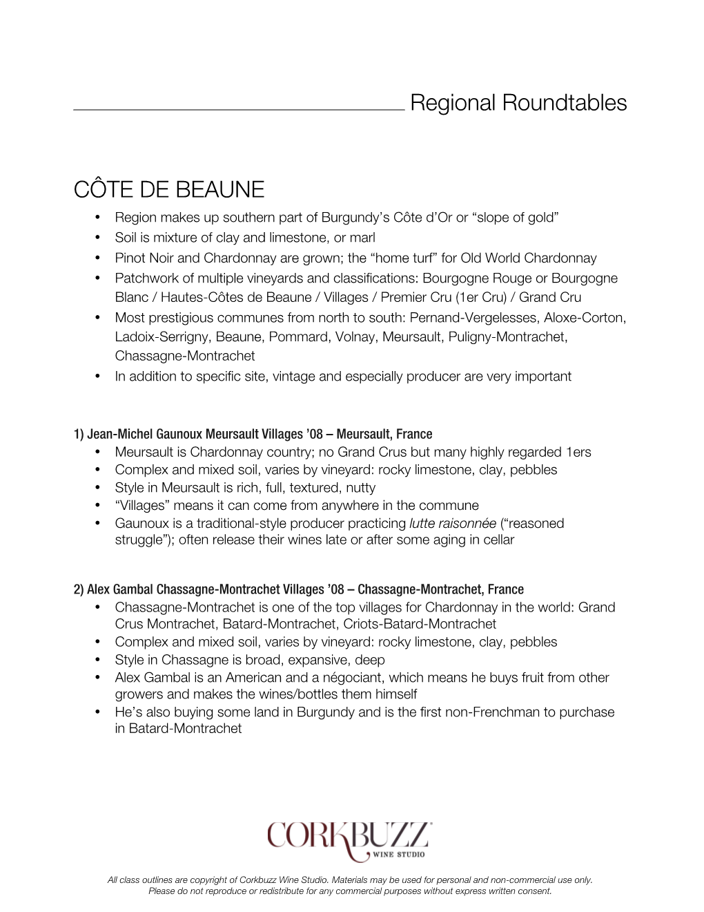 Regional Roundtables CÔTE DE BEAUNE