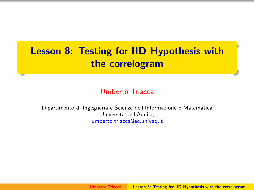 Lesson 8: Testing for IID Hypothesis with the Correlogram