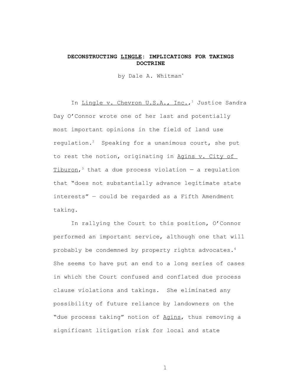 Deconstructing Lingle: Implications for Takings Doctrine