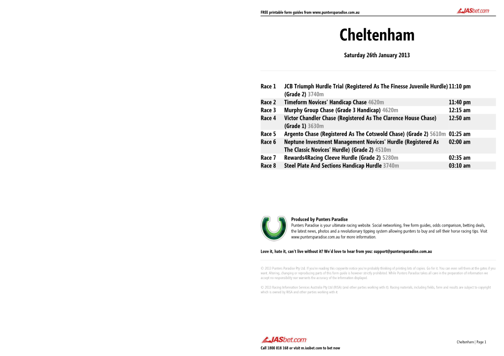 Cheltenham FREE Form Guide