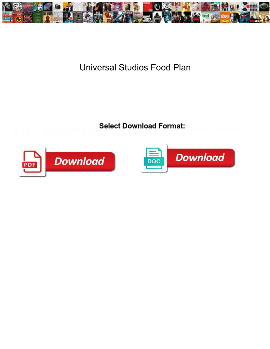 Universal Studios Food Plan