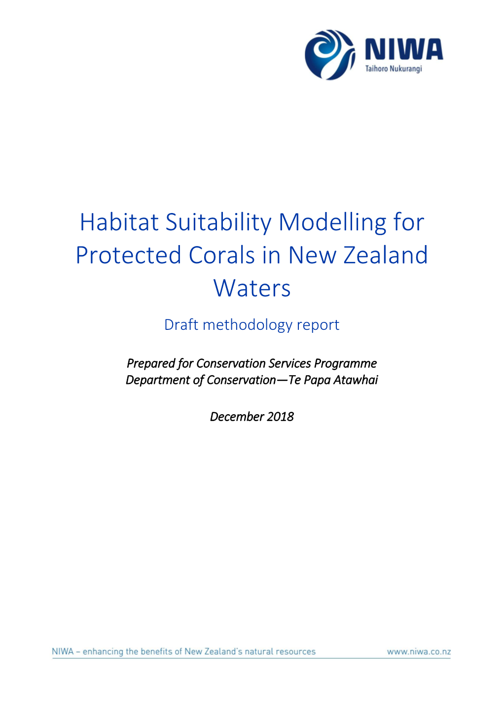 NIWA CLIENT REPORT No: 2018355WN Report Date: November 2018 NIWA Project: DOC19301