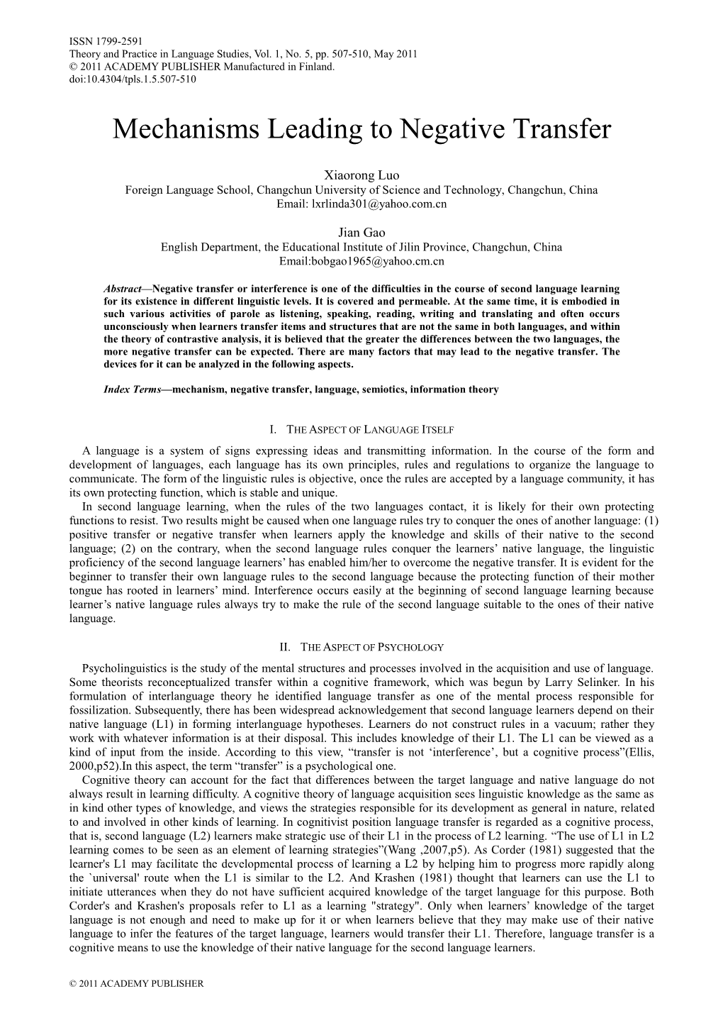 Mechanisms Leading to Negative Transfer