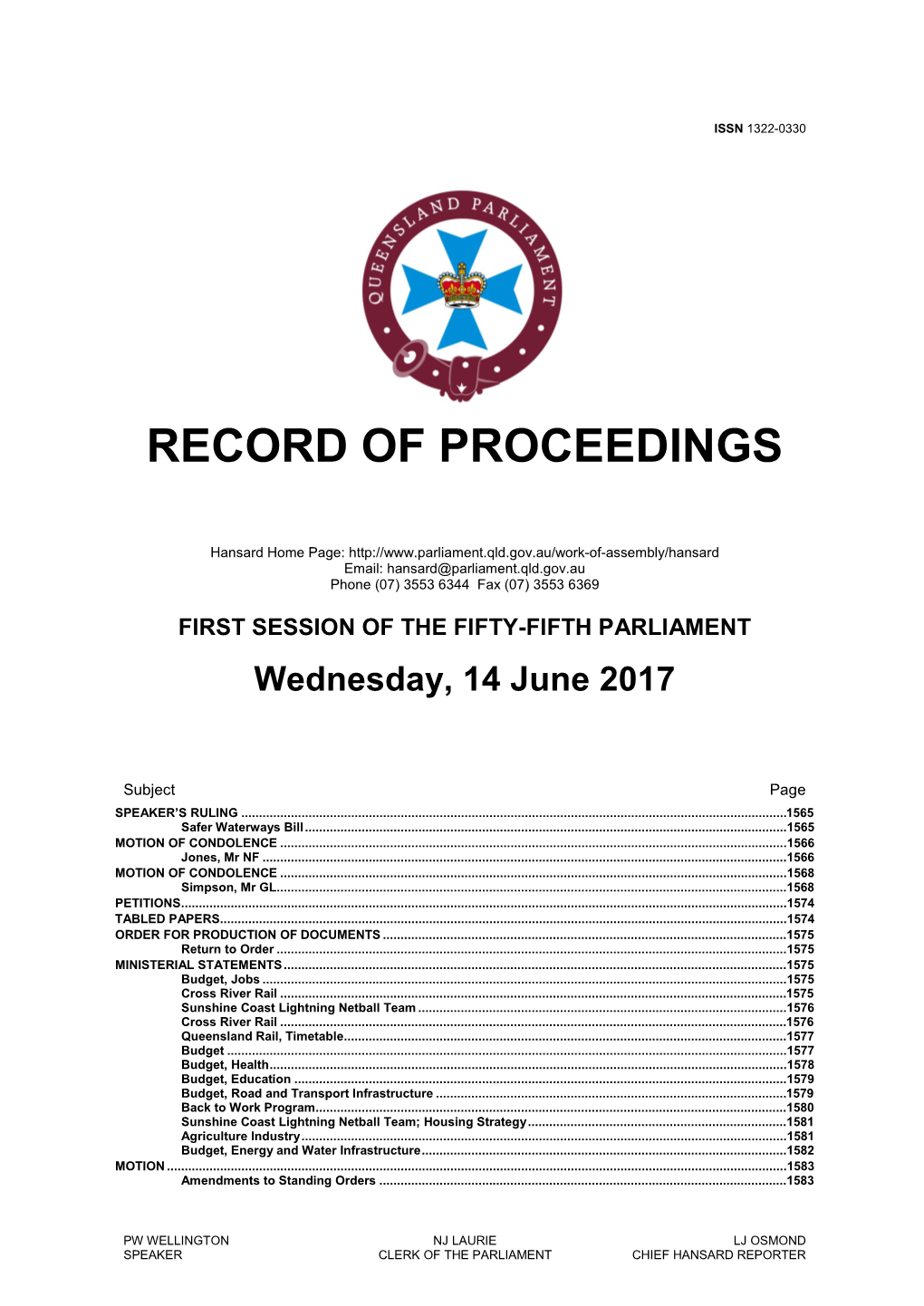 Order for Production of Documents