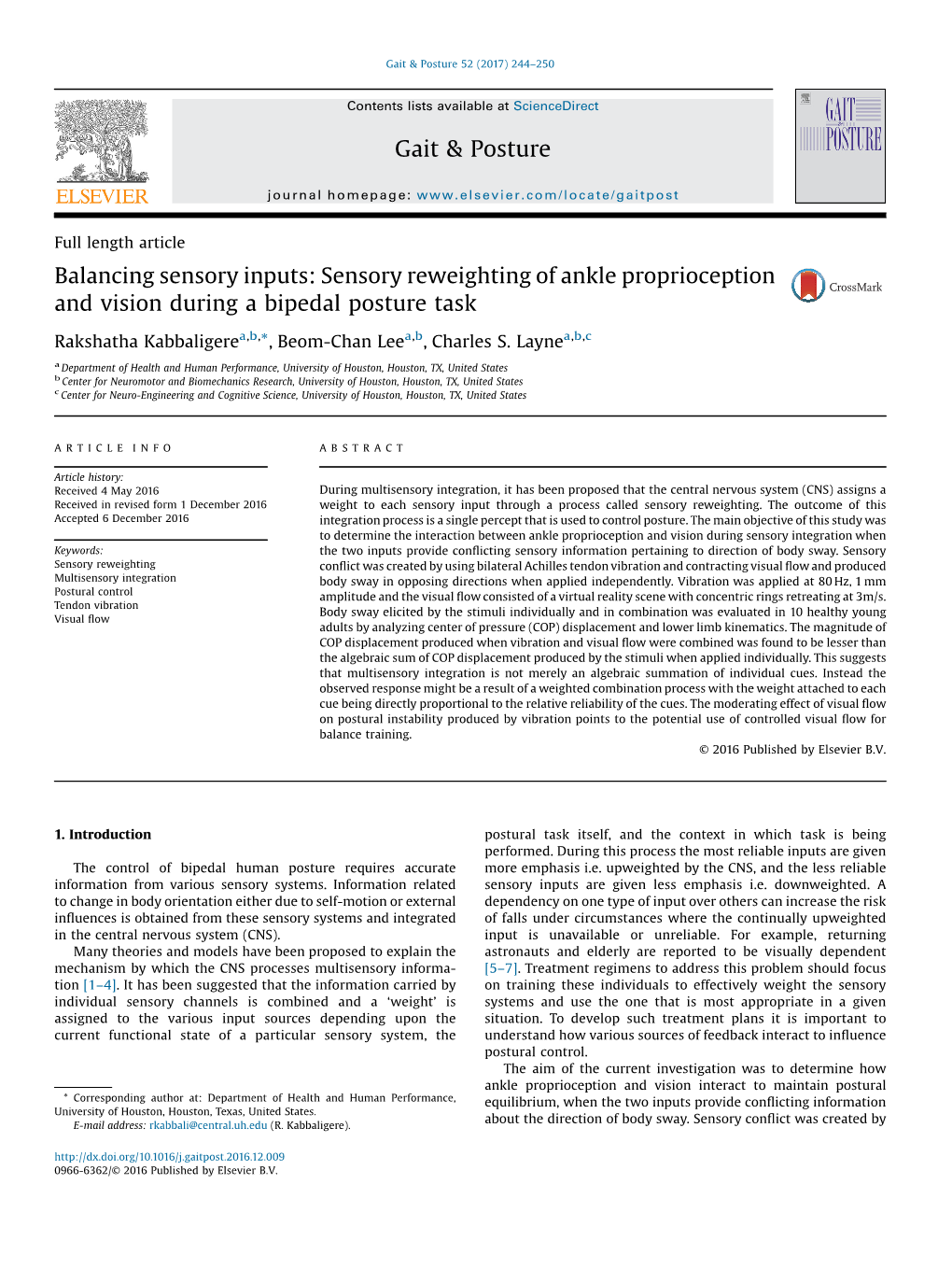 Balancing Sensory Inputs: Sensory Reweighting of Ankle Proprioception