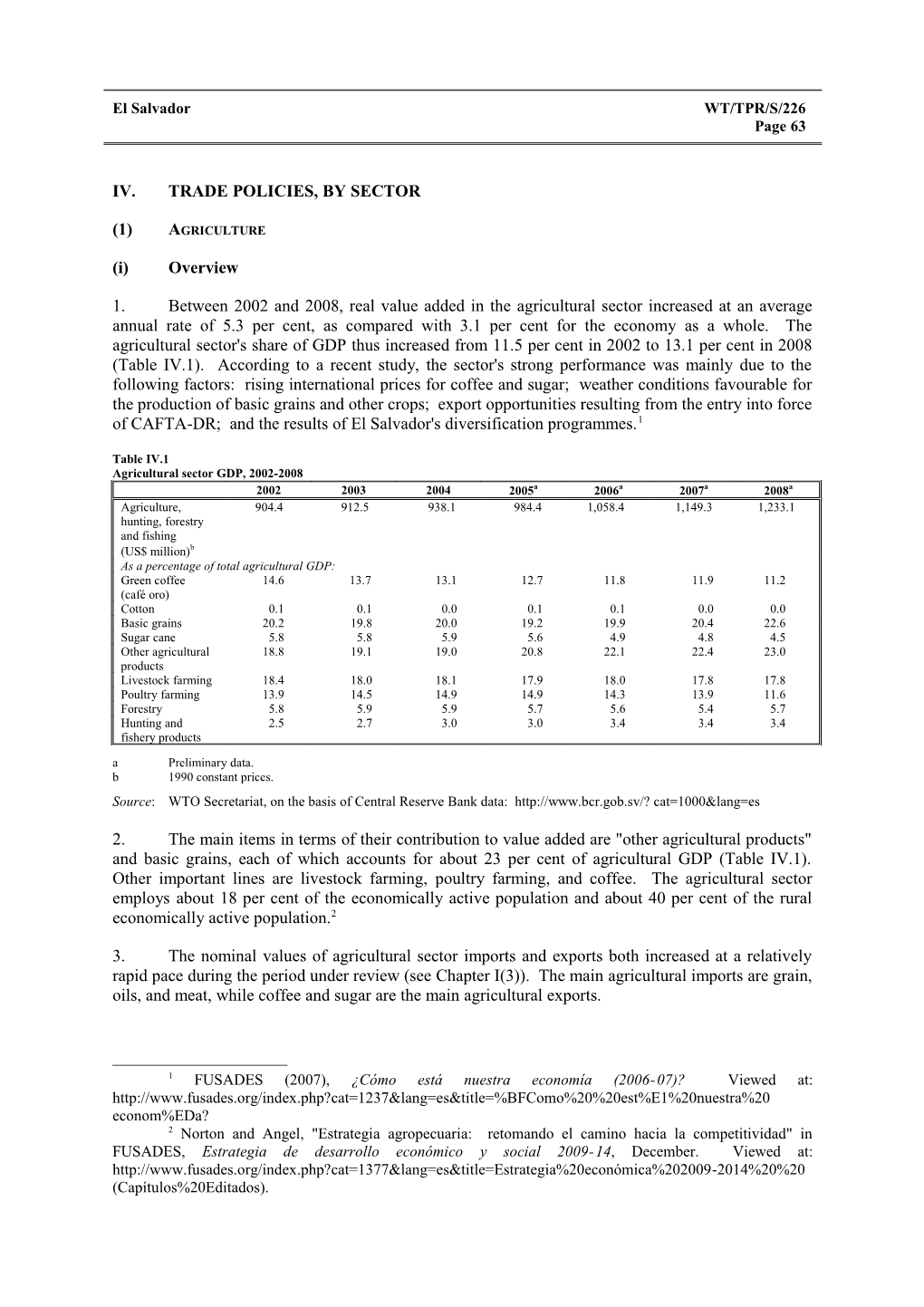 IV. Trade Policies, by Sector s3