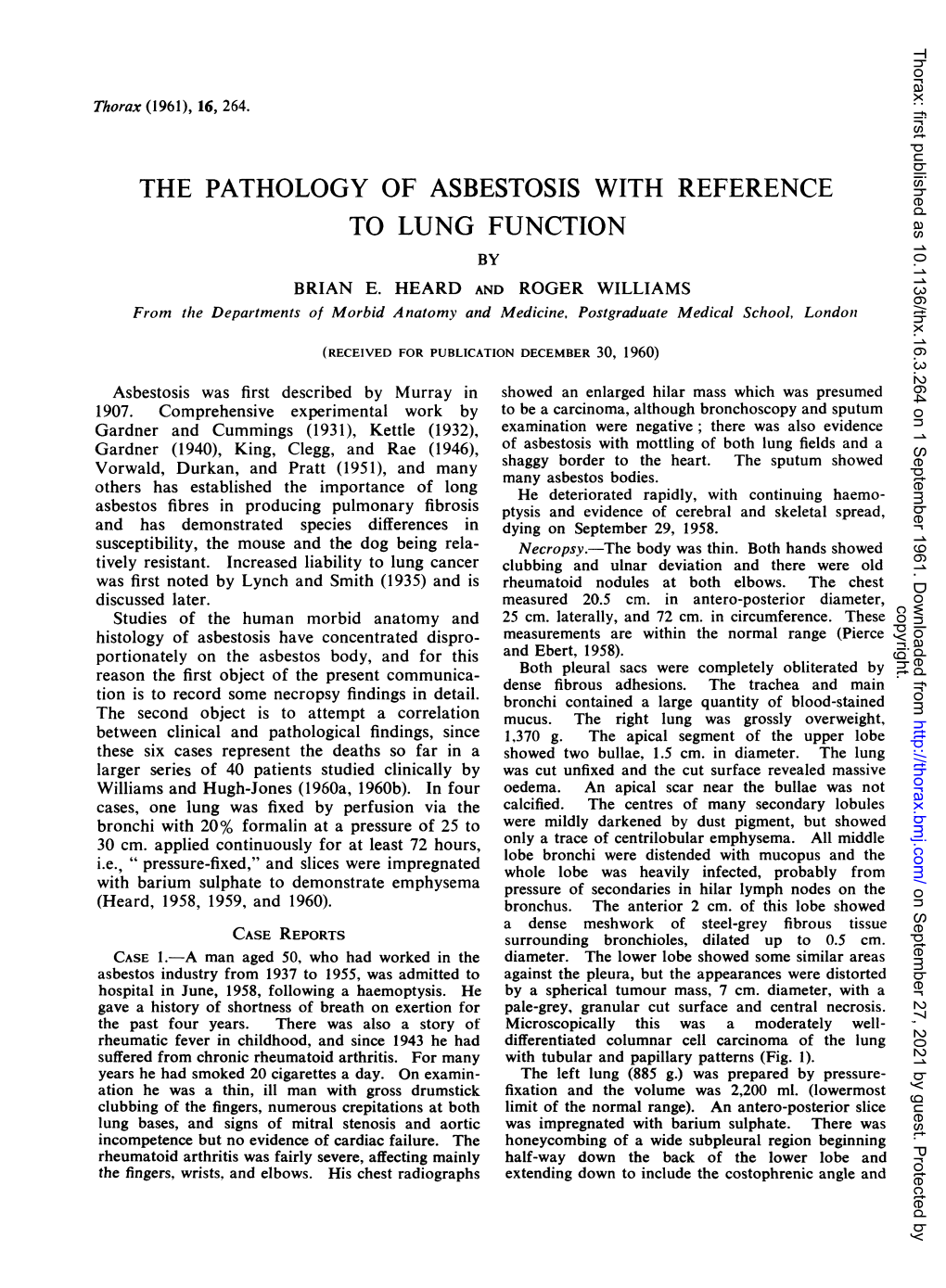 The Pathology of Asbestosis with Reference to Lung Function by Brian E