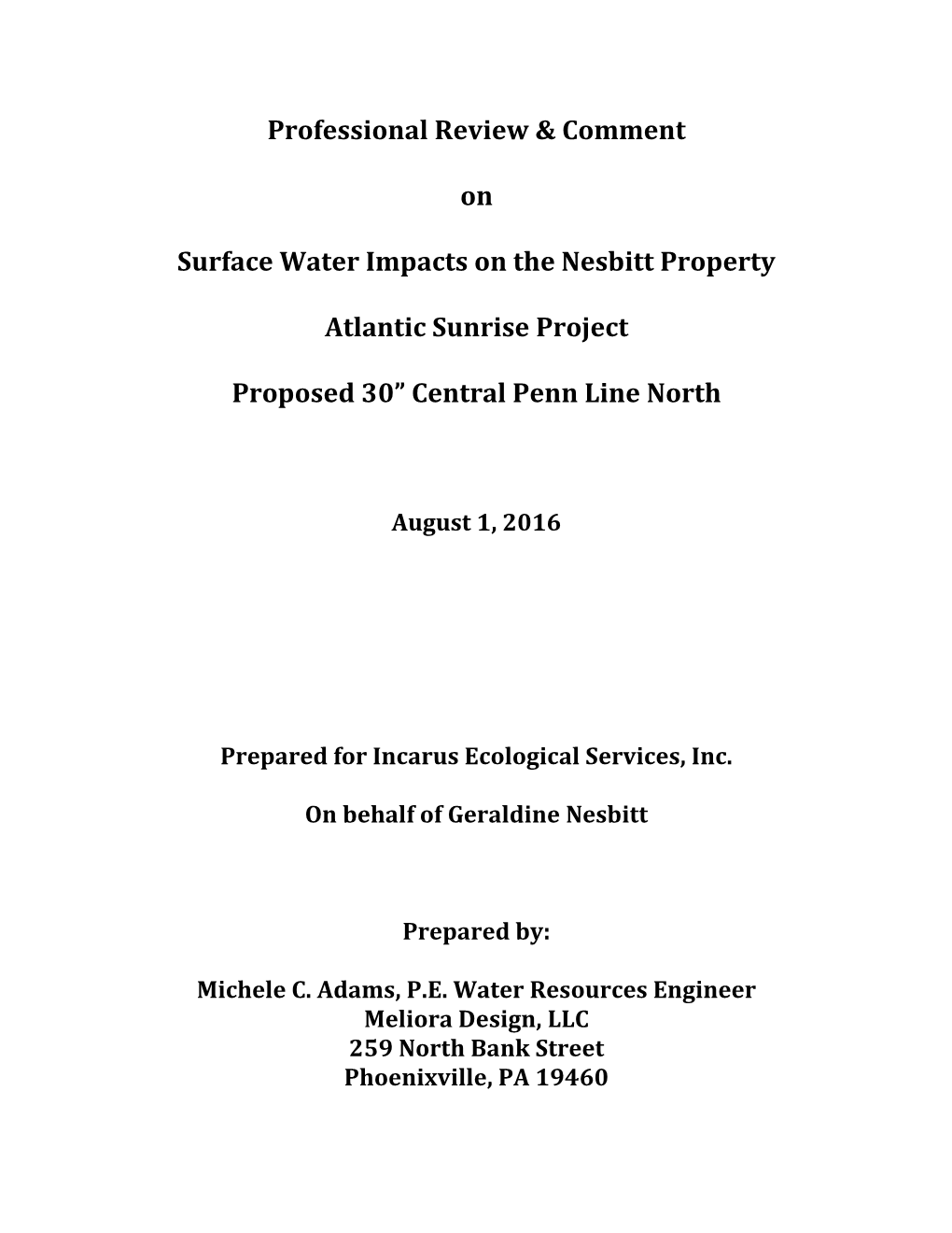 Professional Review & Comment on Surface Water Impacts on The