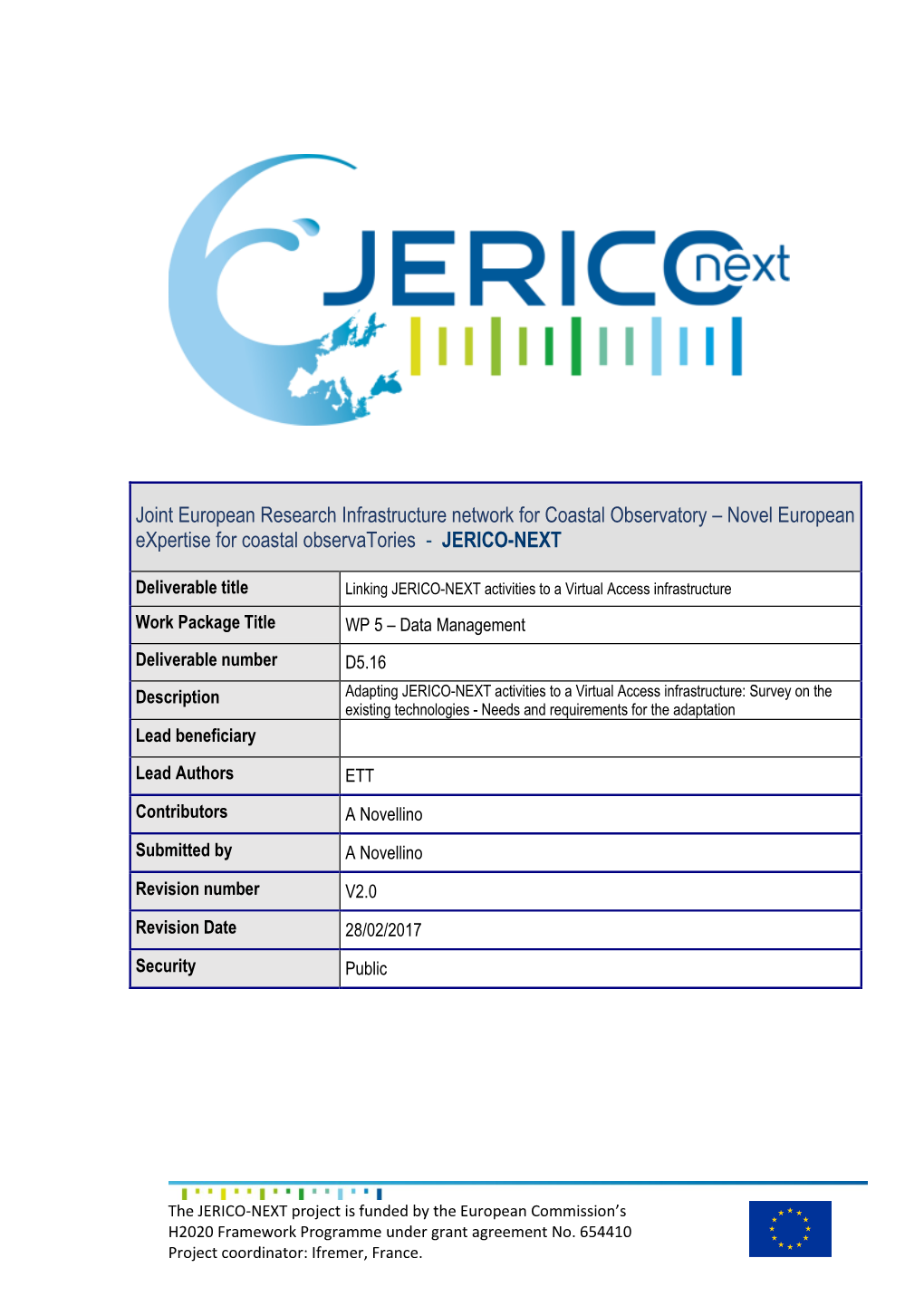JERICO-NEXT-D5.16 Linking JERICO-NEXT Activities to a Virtual Access
