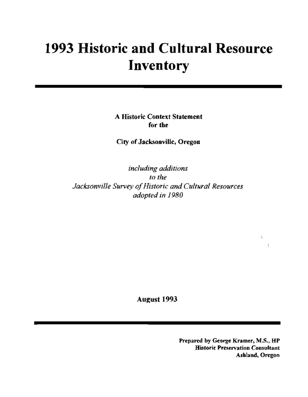 1993 Historic and Cultural Resource Inventory