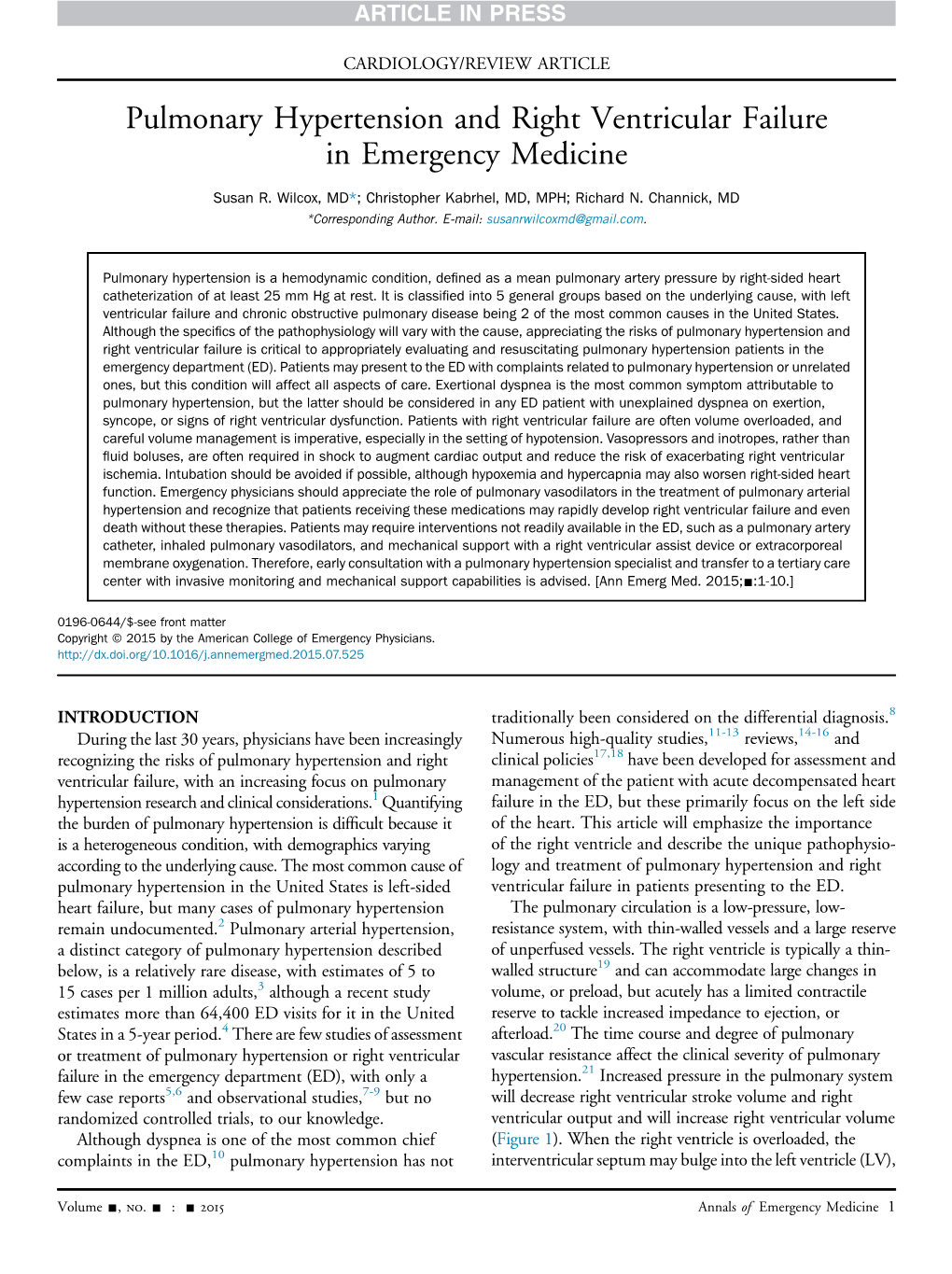 Pulmonary Hypertension and Right Ventricular Failure In&Nbsp