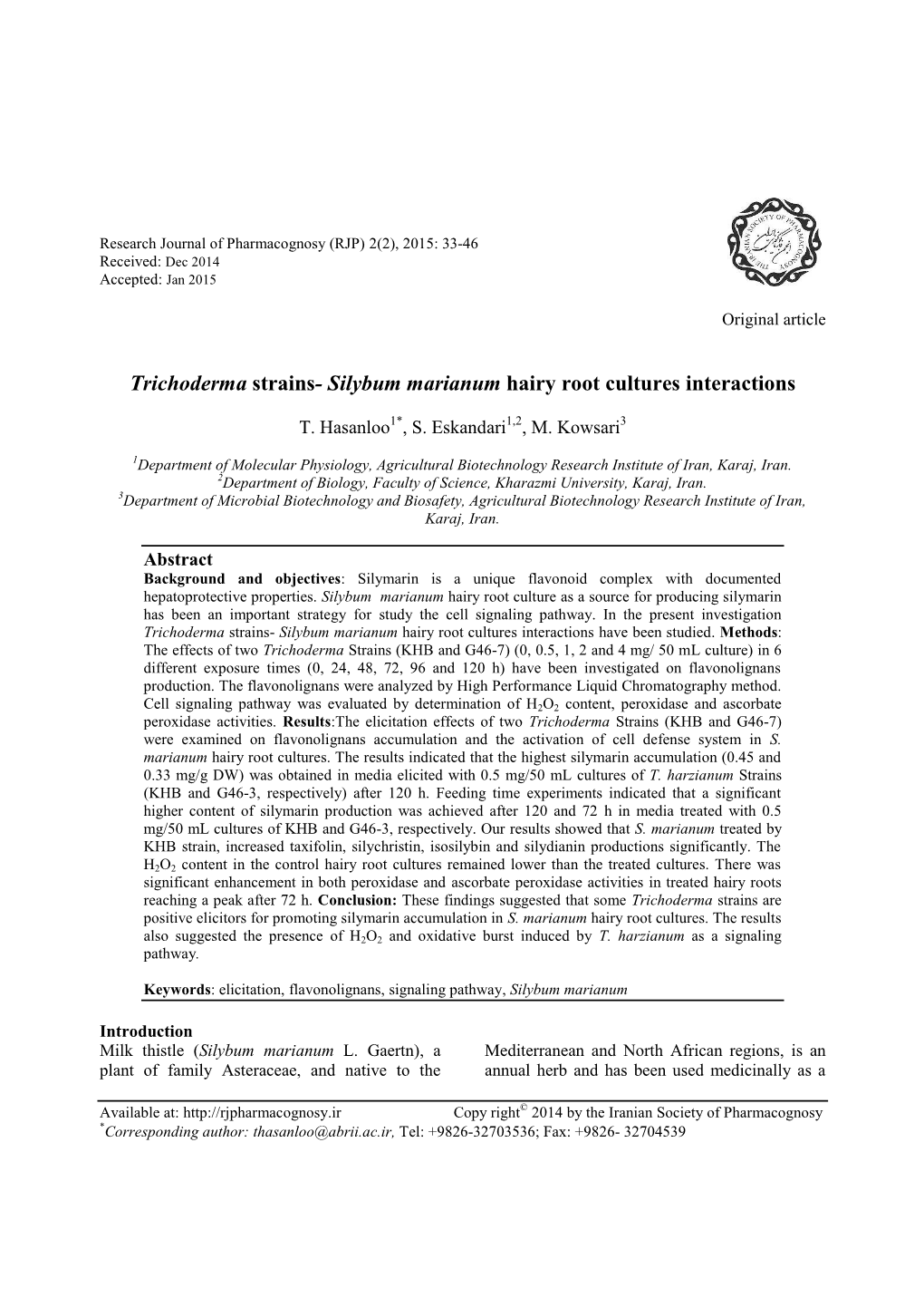 Silybum Marianum Hairy Root Cultures Interactions