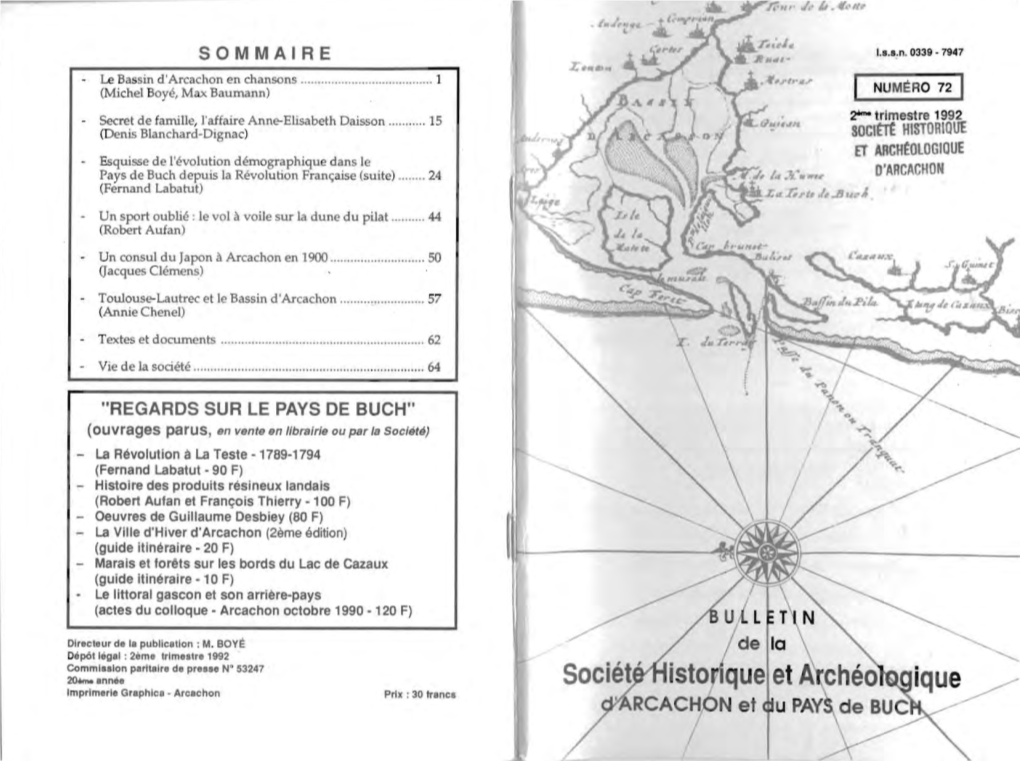 80Clttt HISTORIQUE ET ARCH~Ologique - Esquisse De L'évolution Démographique Dans Le Pays De Buch Depuis La Révolution Française (Suite)