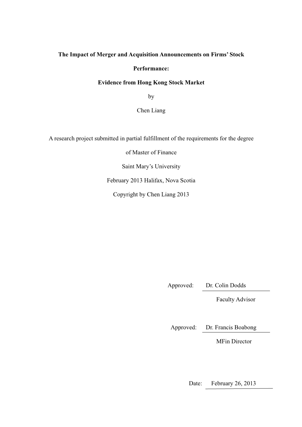 The Impact of Merger and Acquisition Announcements on Firms' Stock