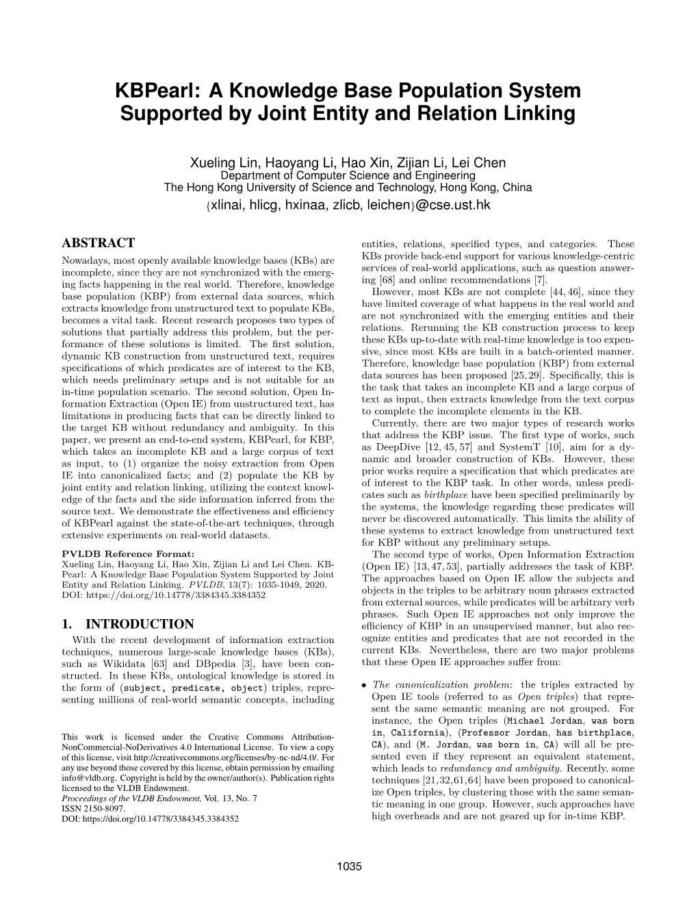 A Knowledge Base Population System Supported by Joint Entity and Relation Linking