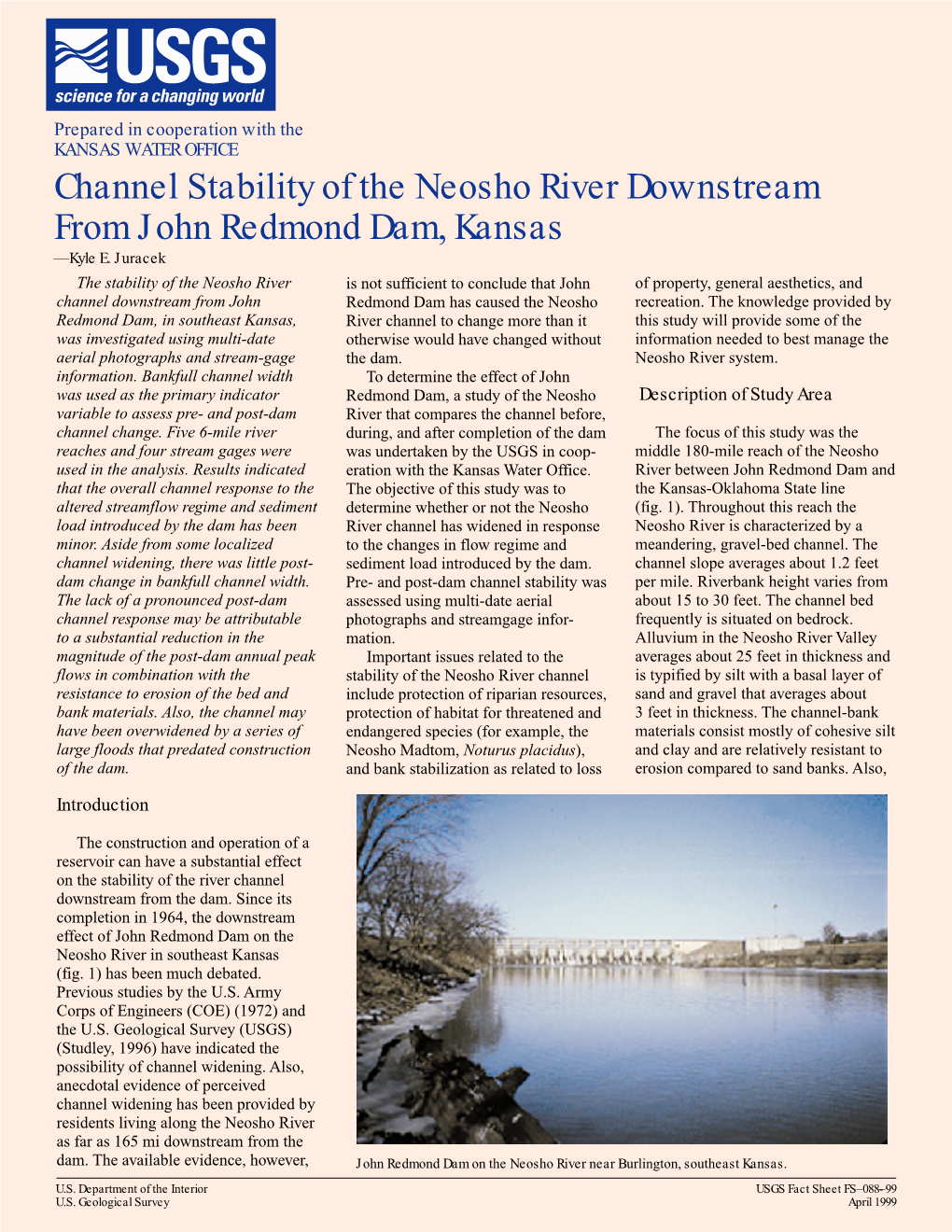 Channel Stability of the Neosho River Downstream from John Redmond Dam, Kansas —Kyle E