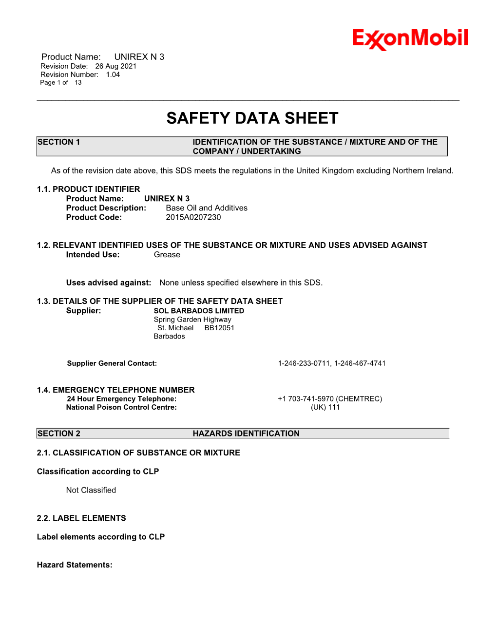 Safety Data Sheet