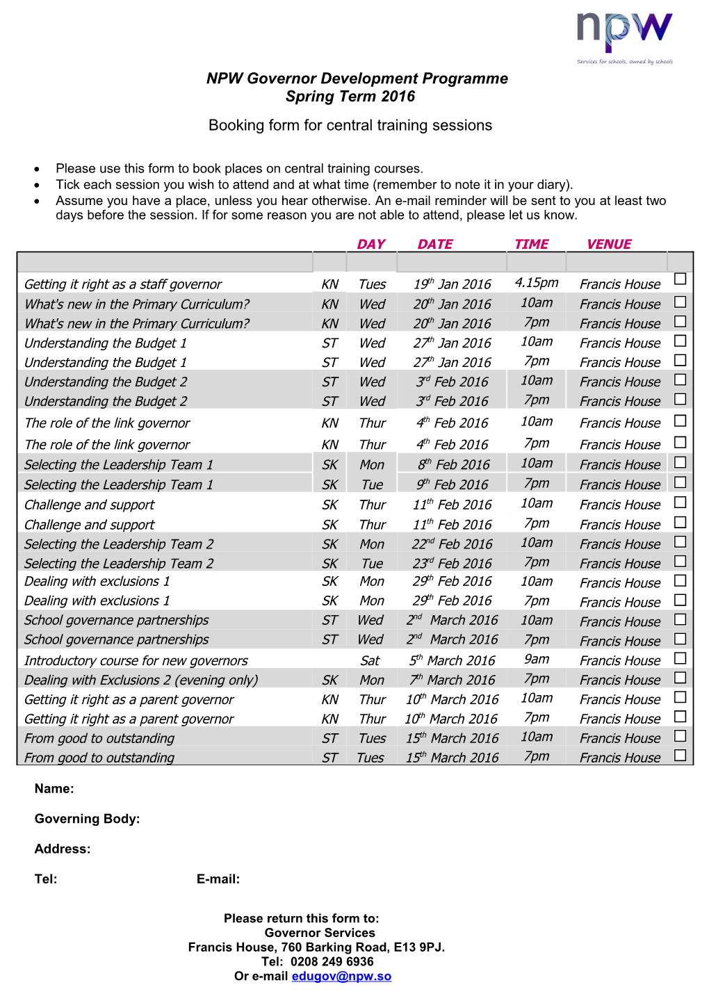 Newham Governor Education Programme