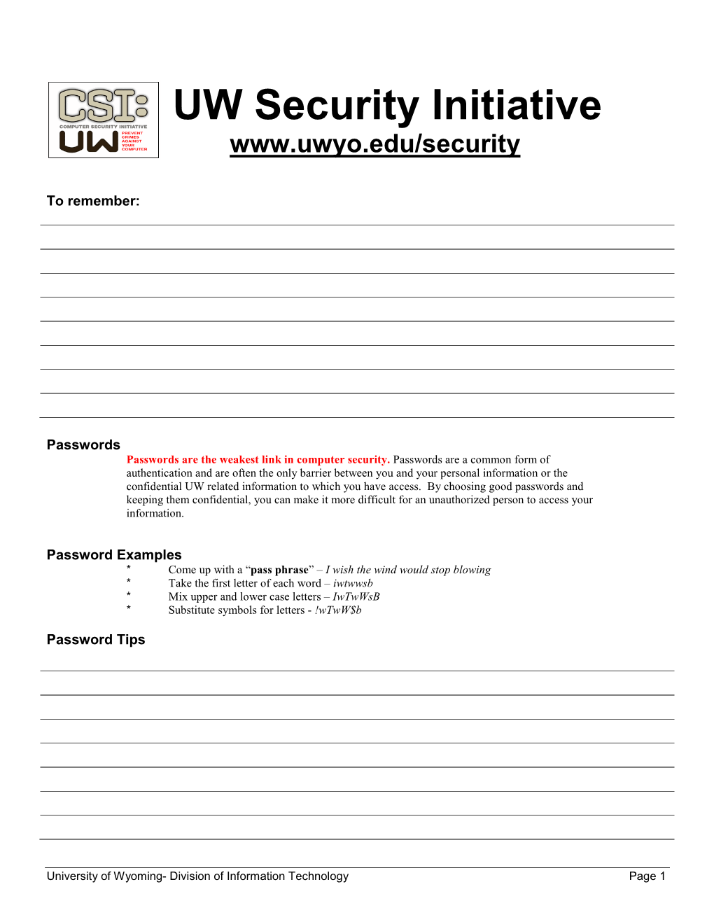 UW Security Initiative