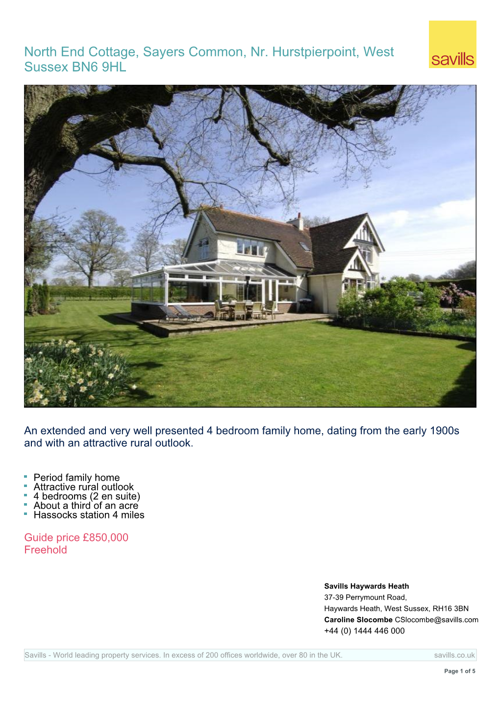 North End Cottage, Sayers Common, Nr. Hurstpierpoint, West Sussex BN6 9HL