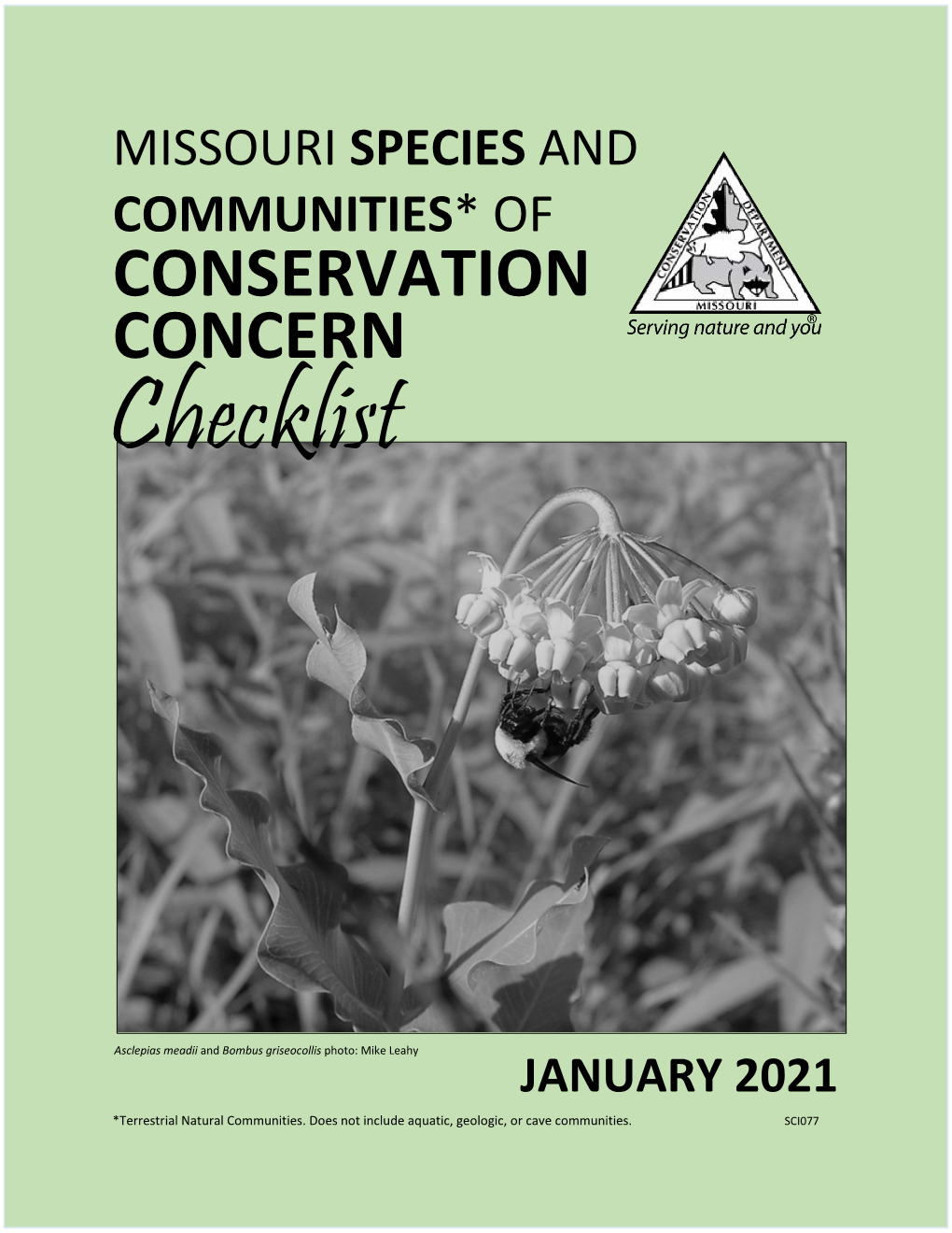 Missouri Species and Communities of Conservation Concern Checklist (Checklist) and the Wildlife Code of Missouri (Code)