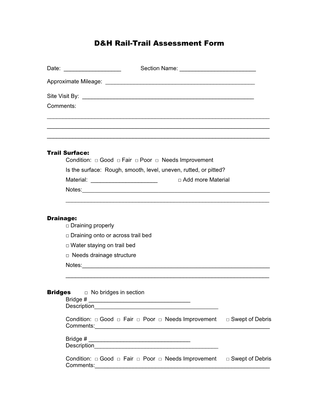 Trail Assessment Form