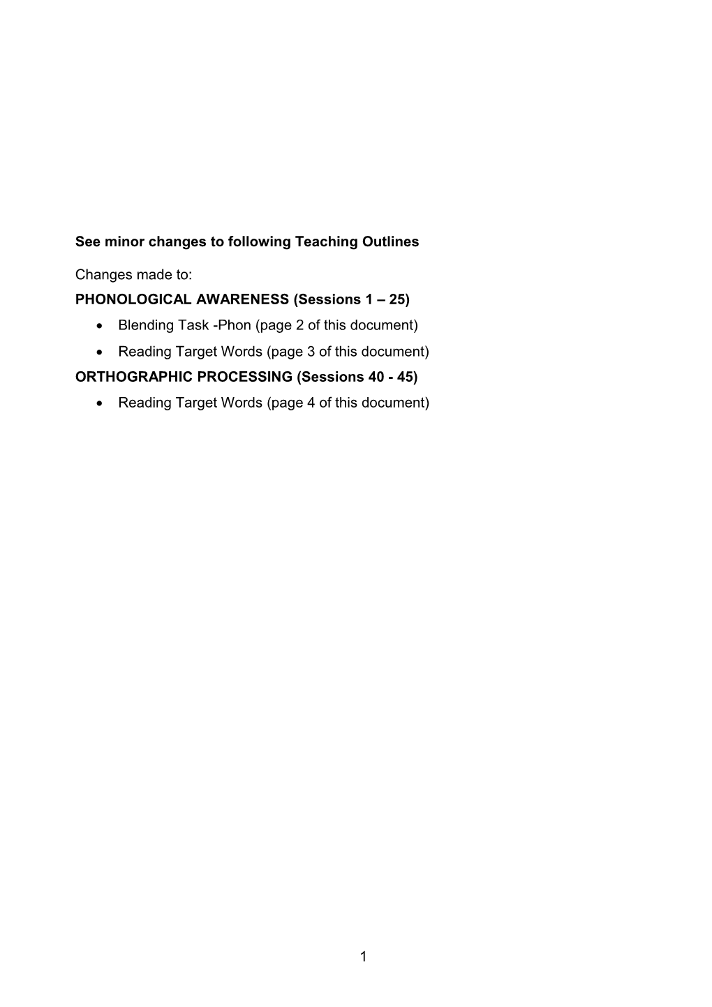 Draft: Session Outline - Phonological Awareness