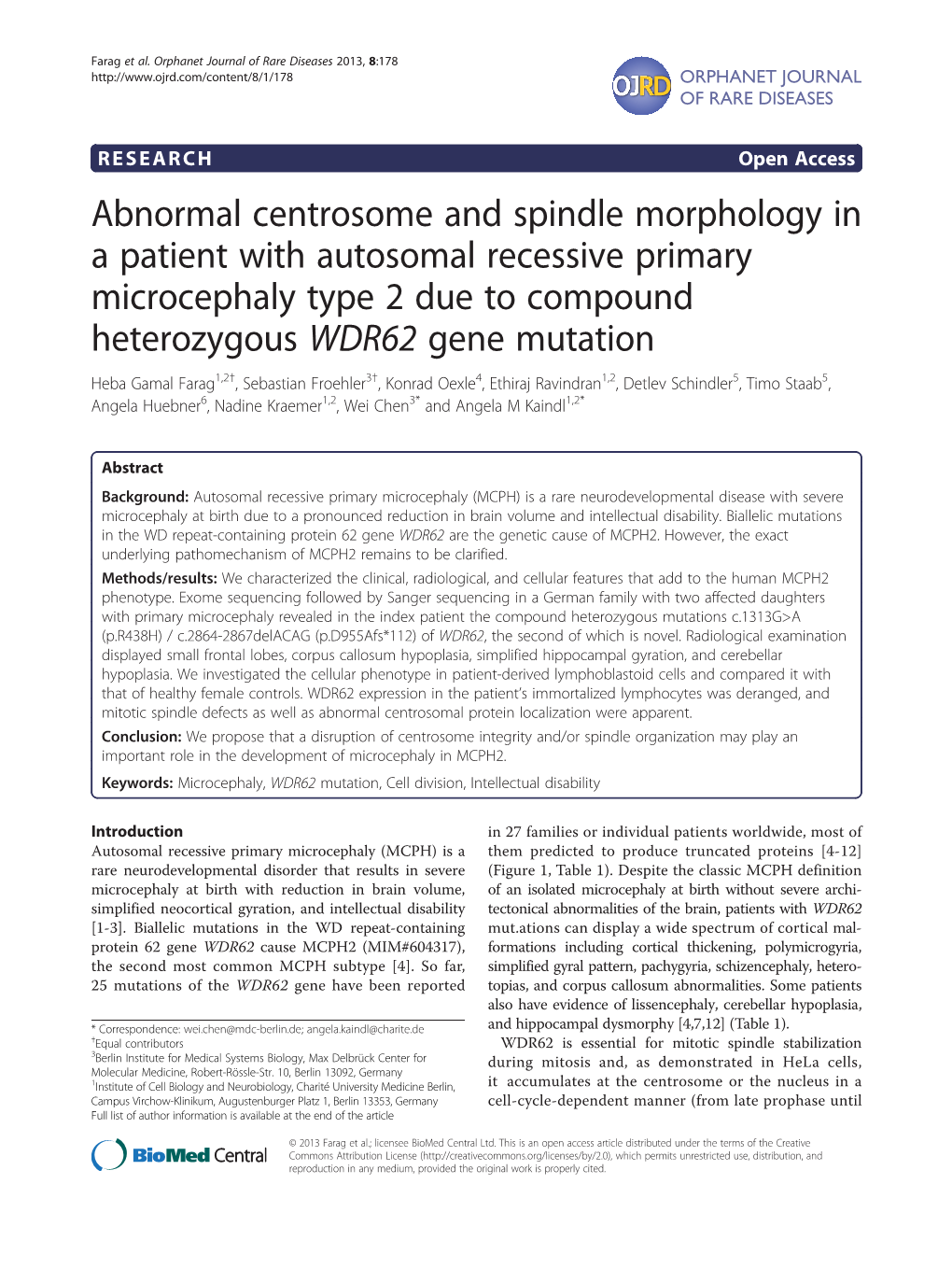 Abnormal Centrosome and Spindle Morphology in a Patient With