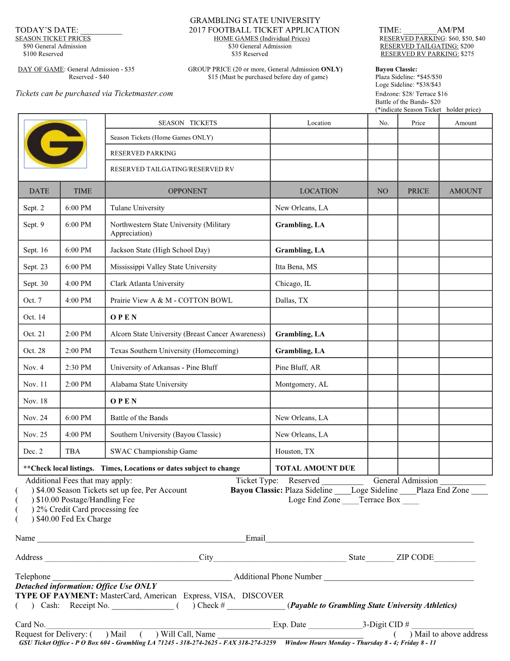 2017 Football Ticket