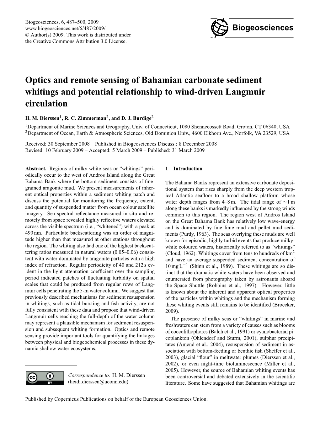 Optics and Remote Sensing of Bahamian Carbonate Sediment Whitings and Potential Relationship to Wind-Driven Langmuir Circulation