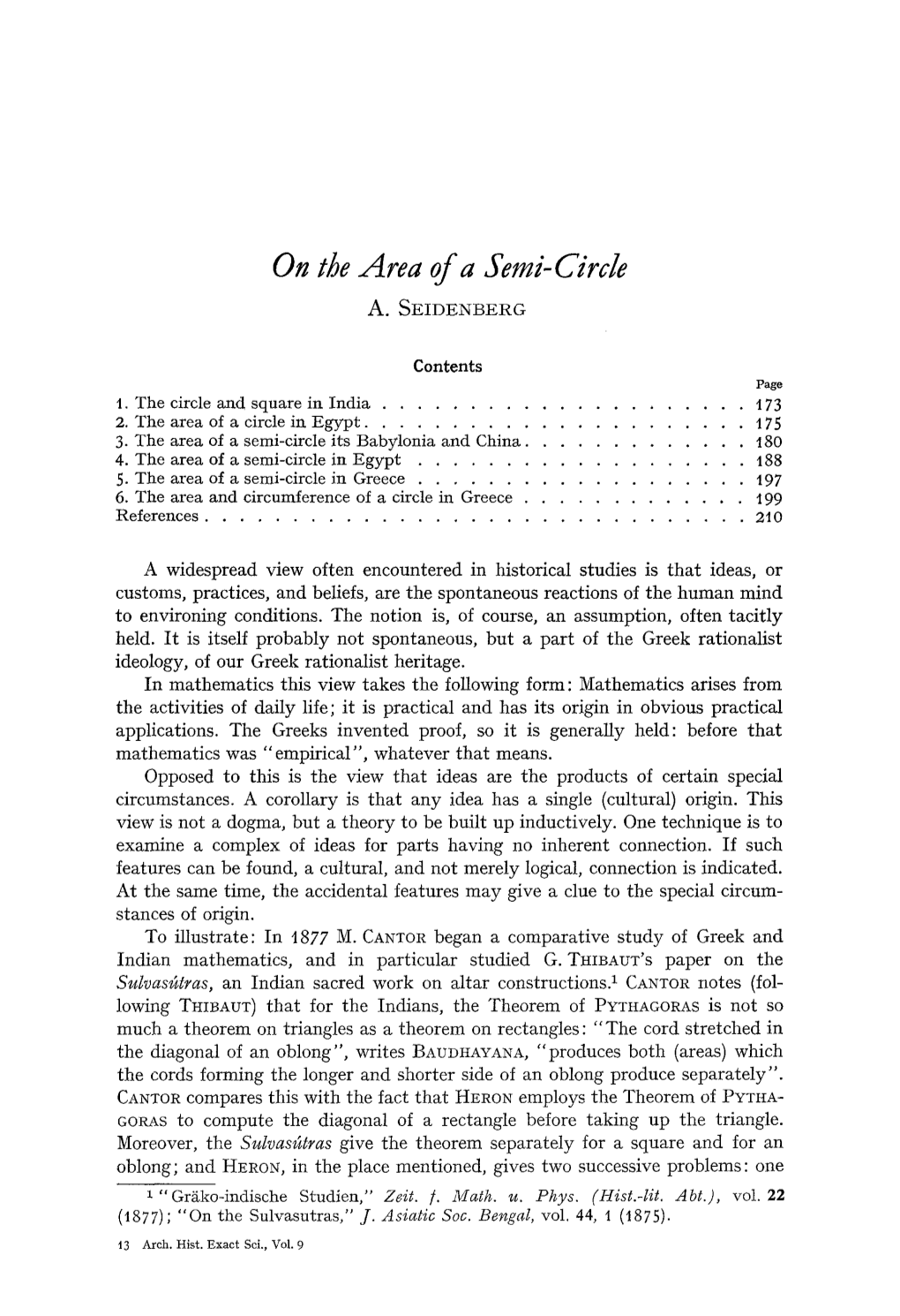 On the Area of a Semi-Circle A