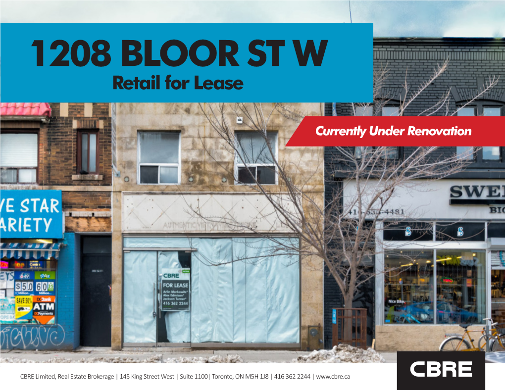 1208 BLOOR ST W Retail for Lease