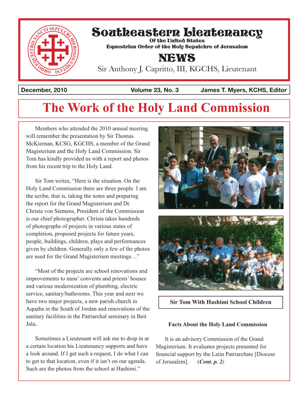 The Work of the Holy Land Commission