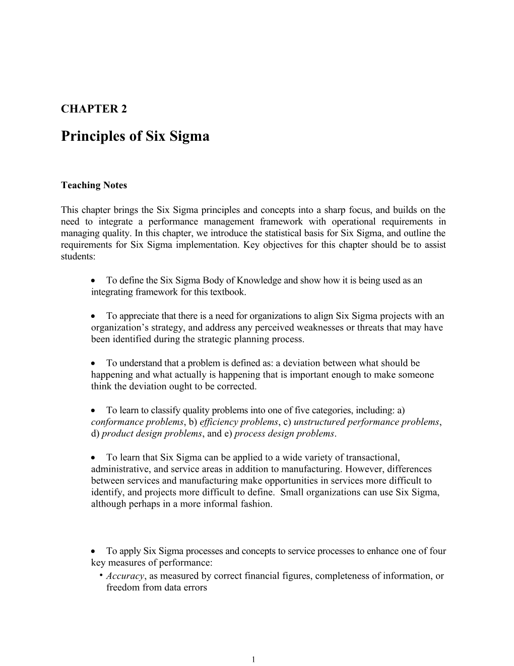 Principles of Six Sigma