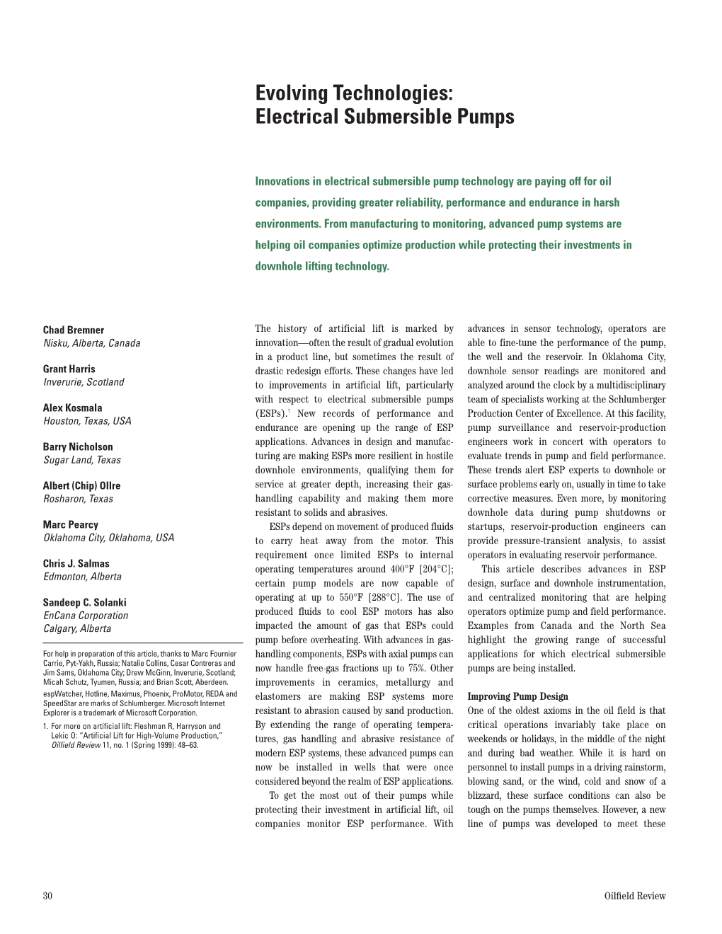 Evolving Technologies: Electrical Submersible Pumps