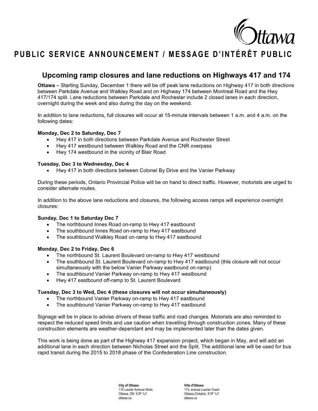 Upcoming Ramp Closures and Lane Reductions on Highway