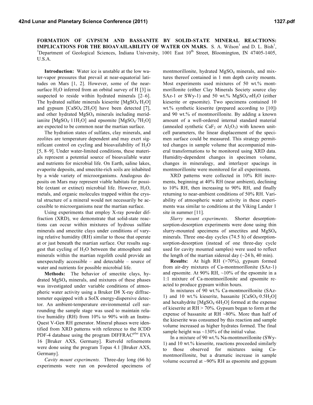 Formation of Gypsum and Bassanite by Solid-State Mineral Reactions: Implications for the Bioavailability of Water on Mars