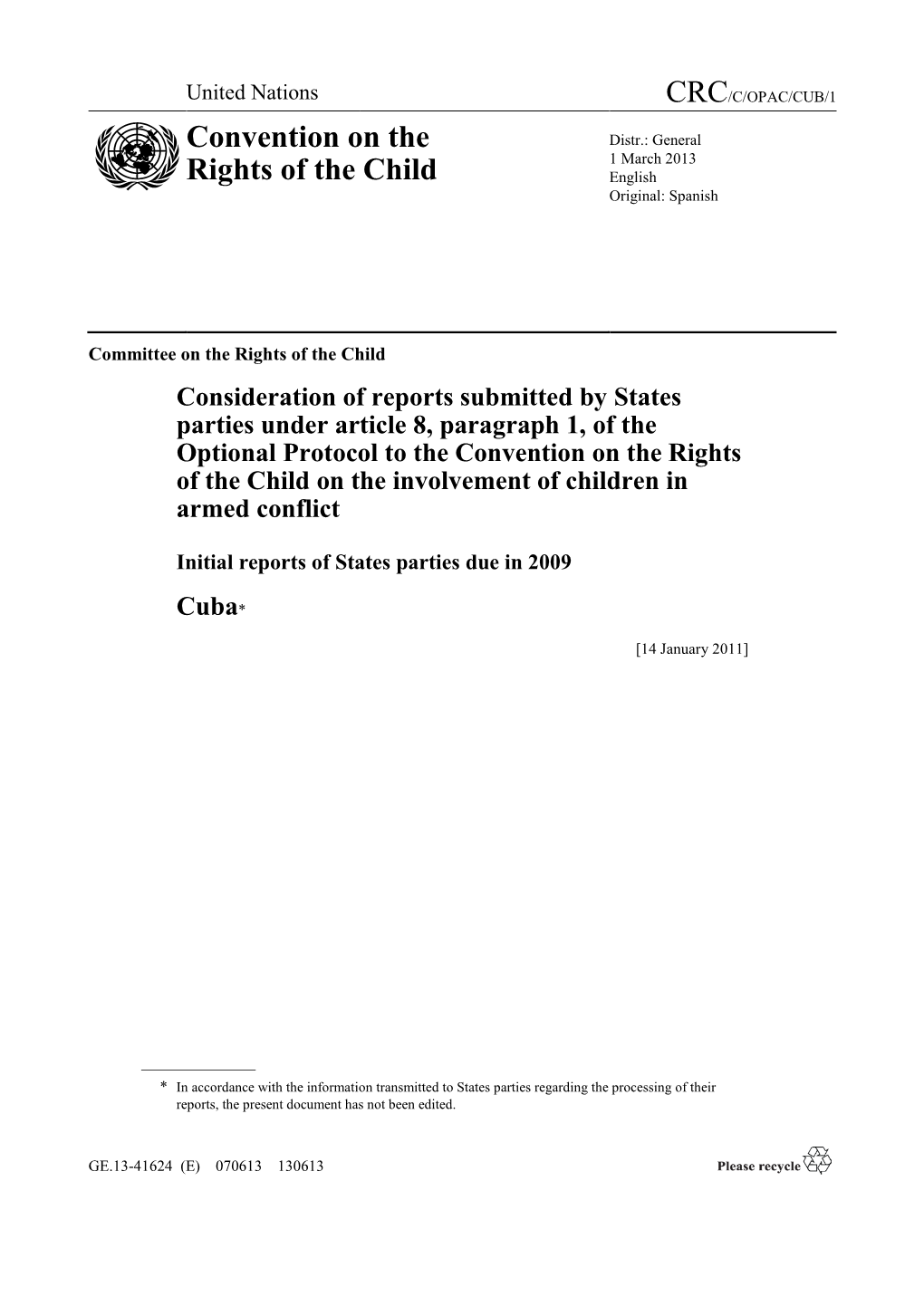 Convention on the Rights of the Child on the Involvement of Children in Armed Conflict