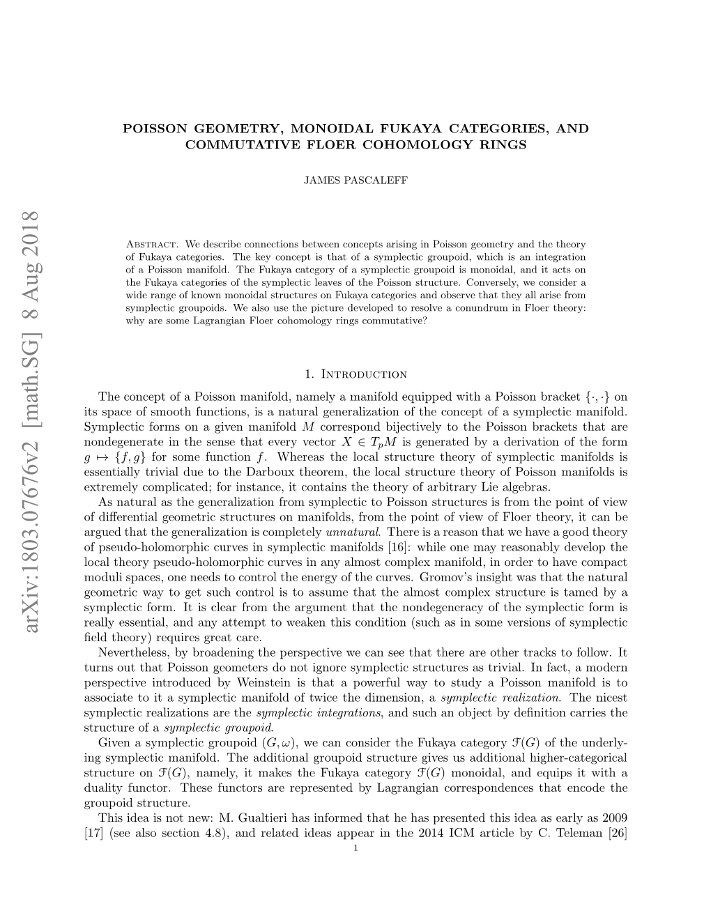 Poisson Geometry, Monoidal Fukaya Categories, and Commutative Floer