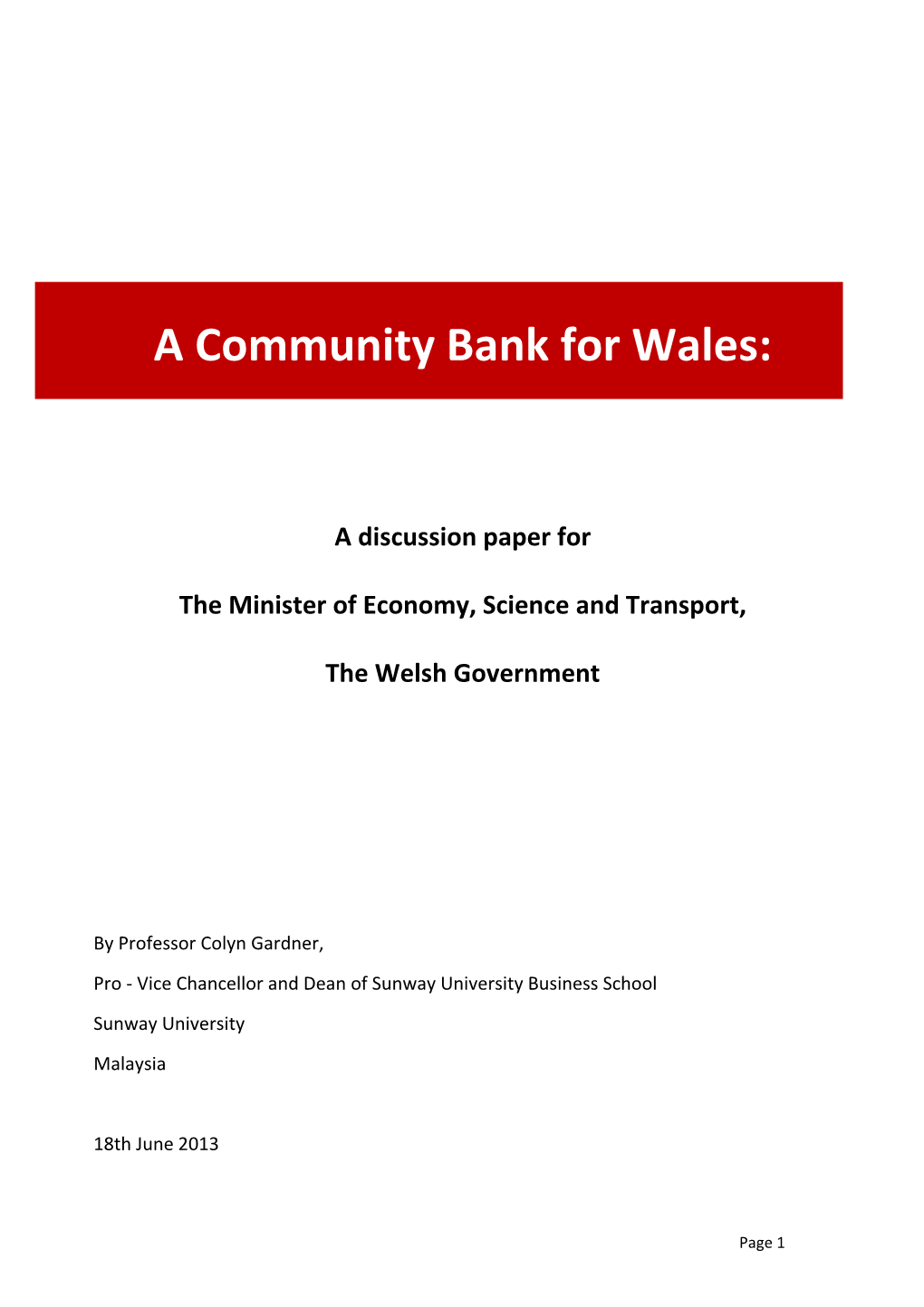 A Community Bank for Wales