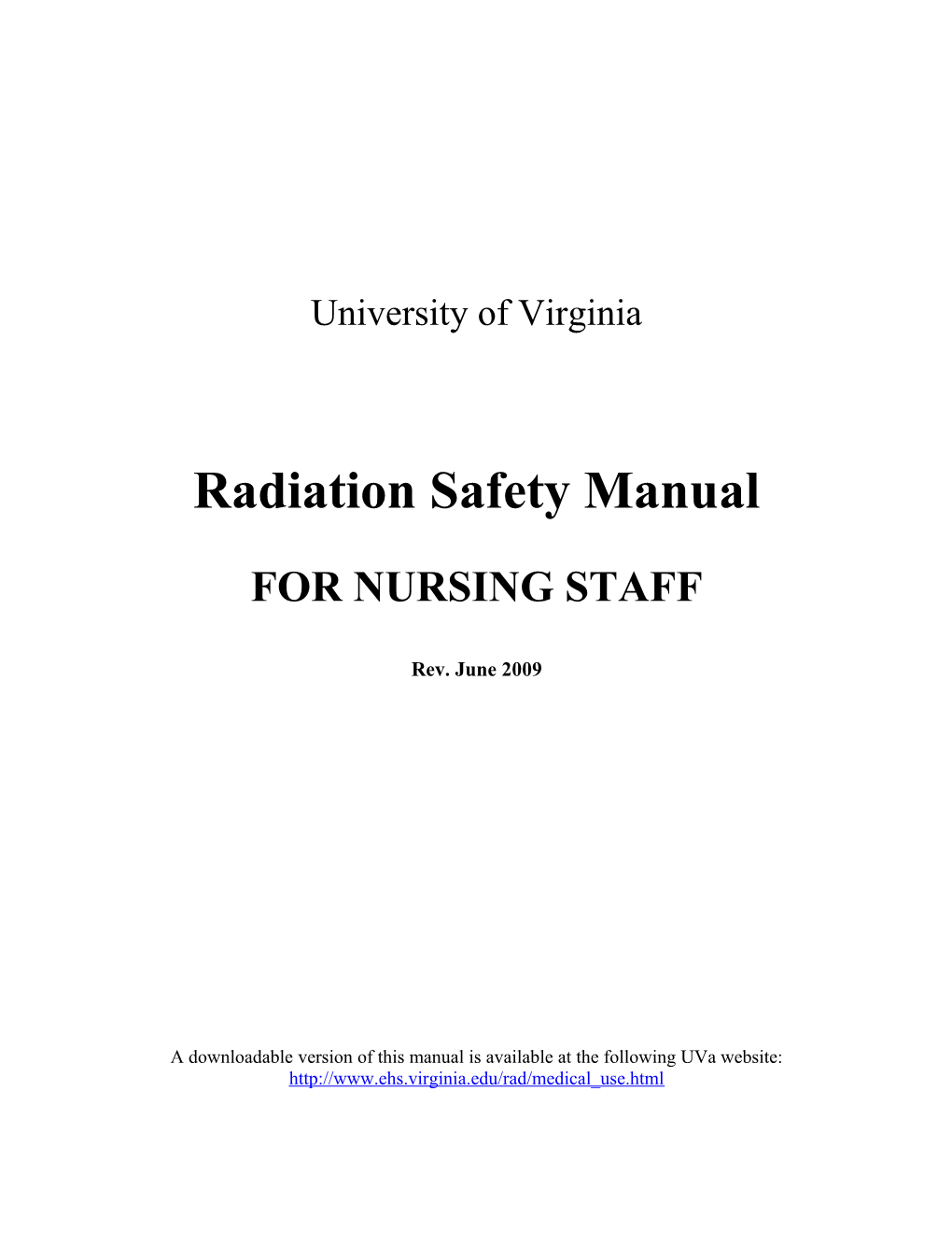 Radiation Safety Manual