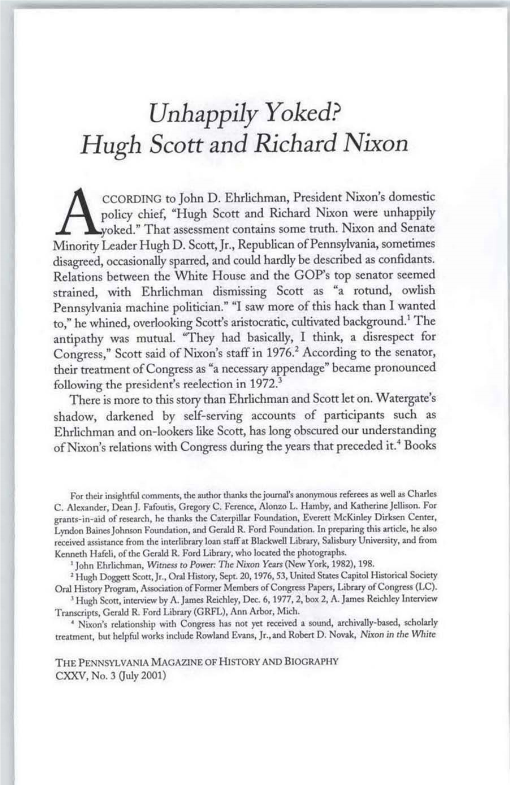 Hugh Scott and Richard Nixon Scordingto John D