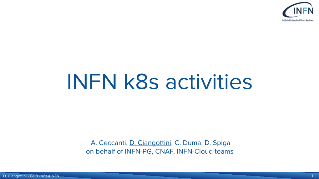 INFN K8s Activities