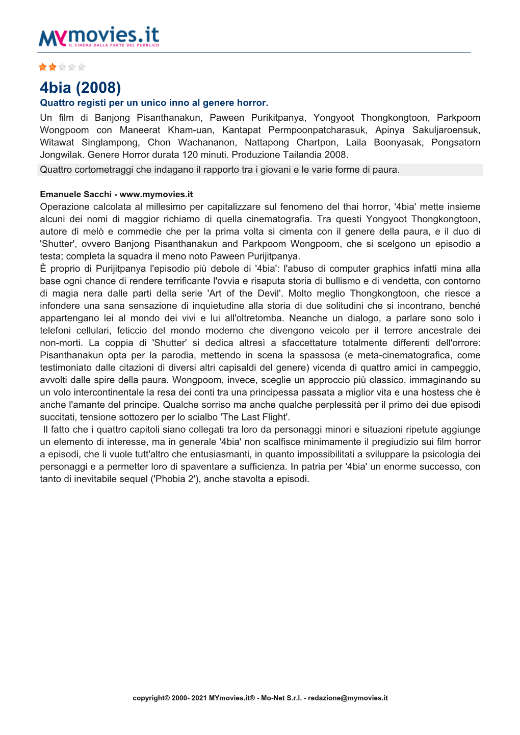 4Bia (2008) Quattro Registi Per Un Unico Inno Al Genere Horror