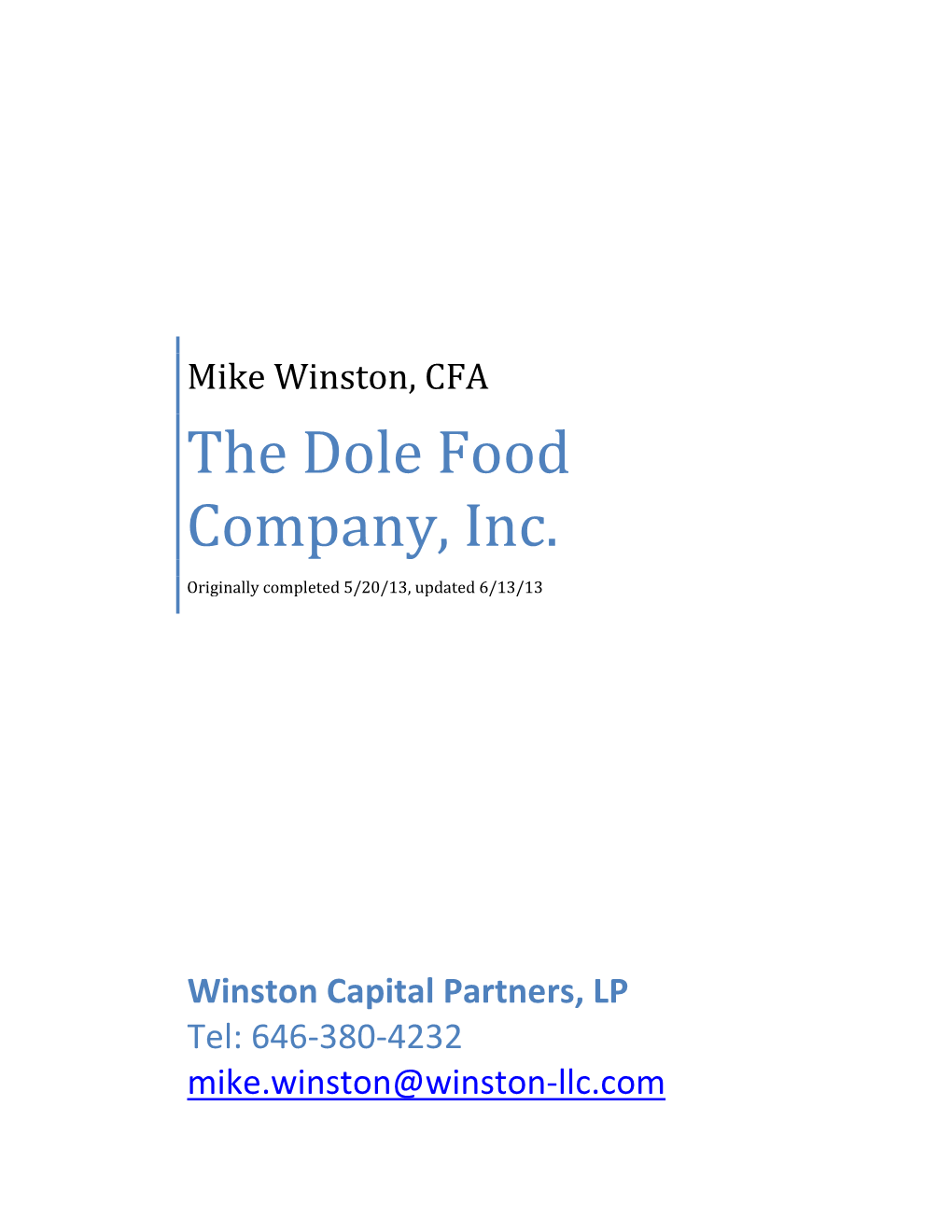 The Dole Food Company, Inc