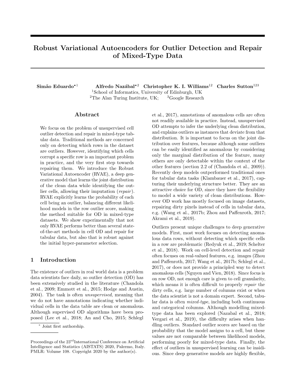 Robust Variational Autoencoders for Outlier Detection and Repair of Mixed-Type Data
