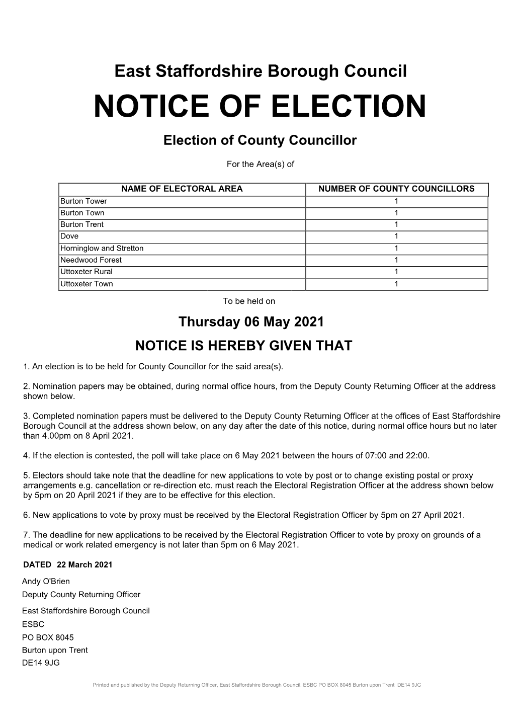 SCC Notice of Election