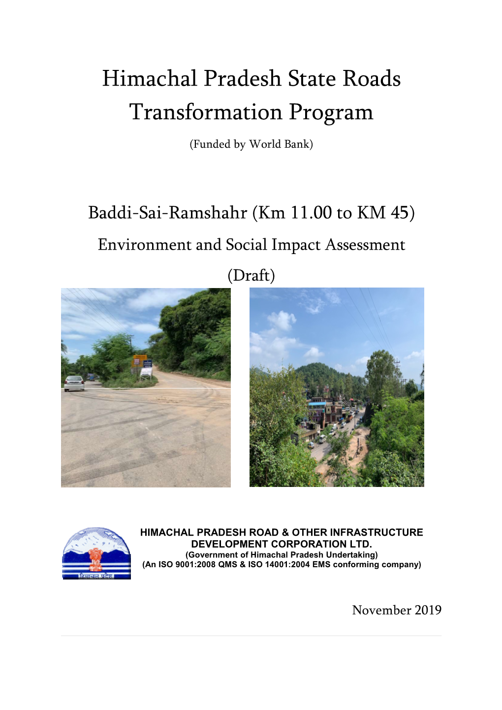 ESIA for Baddi to Ram Shaher Road Nov 2019.Docx